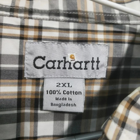 Carhartt Mens Gray/ Brown Plaid  Short Sleeve Outdoorsman Shirt.,size XXL. - Picture 3 of 6